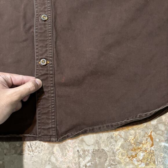 Carhartt Shirt Mens Medium Brown Oakman Twill Long Sleeve Button S09 Vintage - Picture 8 of 14